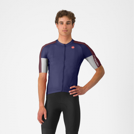 Tricou cu maneca scurta Castelli Entrata 6, pentru barbati, albastru belgian/visiniu inchis-gri argintiu, L [0]
