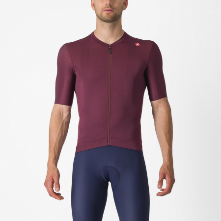 Imbracaminte ciclism - Tricou cu maneca scurta Castelli Espresso, pt barbati, visiniu inchis/argintiu selenar, L