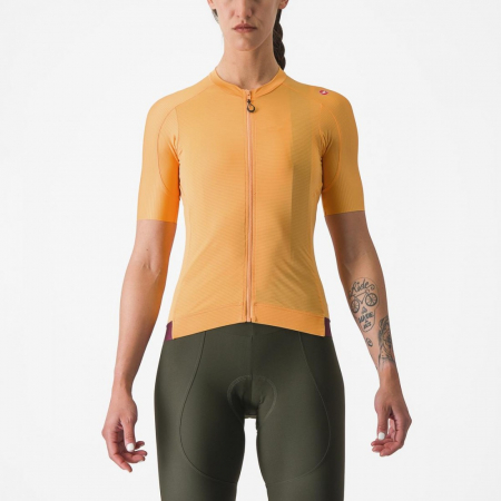 Tricouri si bluze ciclism - Tricou cu maneca scurta Castelli Espresso W, de dama, Portocaliu/Visiniu, M