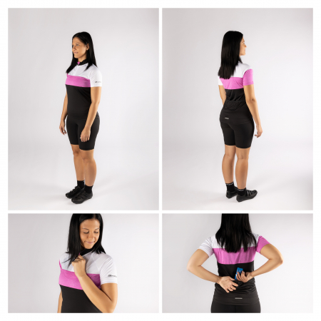 Tricou cu maneca scurta Force View, de dama, negru/alb/roz XS [2]