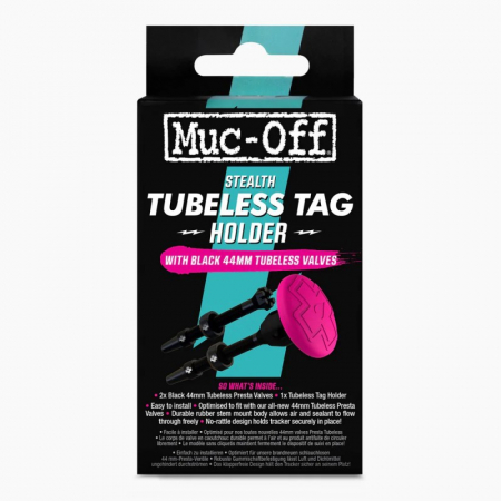 Accesorii roti si jante - Valva tubeless 44mm Muc-Off Stealth Tubeless Tag Holder cu suport tracker GPS