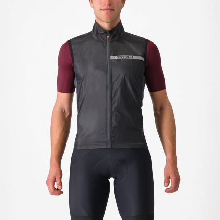 Veste - Vesta de vant Castelli Squadra Stretch, pt barbati, negru deschis/gri inchis, XXL