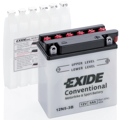 Baterie moto Acid cu intretinere EXIDE 12V 5Ah 40A R+ aerisire dreapta 120x60x130 Incarcare uscata cu acid