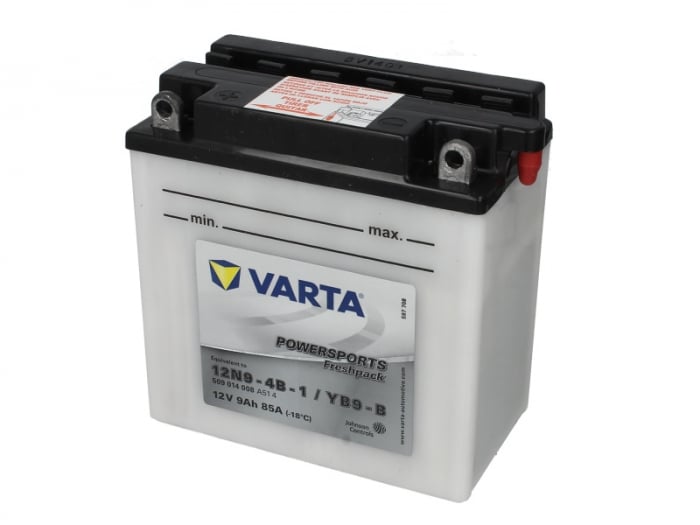 Baterie moto Acid cu intretinere VARTA 12V 9Ah 85A L+ aerisire dreapta 136x76x134 Incarcare uscata cu acid