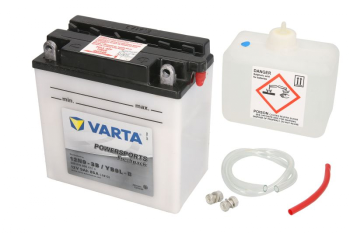 Baterie moto Acid cu intretinere VARTA 12V 9Ah 85A R+ aerisire dreapta 136x76x140 Incarcare uscata cu acid