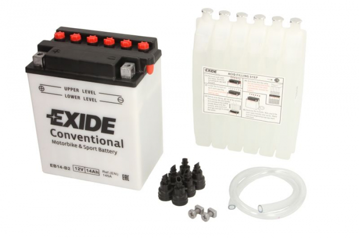 Baterie moto Acid EXIDE 12V 14Ah 145A L+ aerisire dreapta 134x89x166 Incarcare uscata cu acid