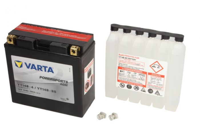 Baterie moto AGM fara intretinere VARTA 12V 12Ah 190A L+ 152x70x150 Incarcare uscata cu acid