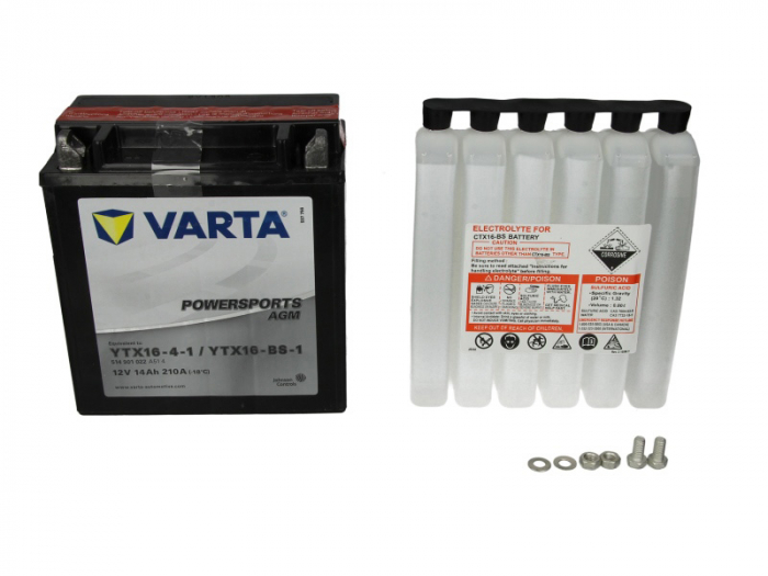 Baterie moto AGM/fara intretinere VARTA 12V 14Ah 210A L+ 150x87x161 Incarcare uscata cu acid [1]