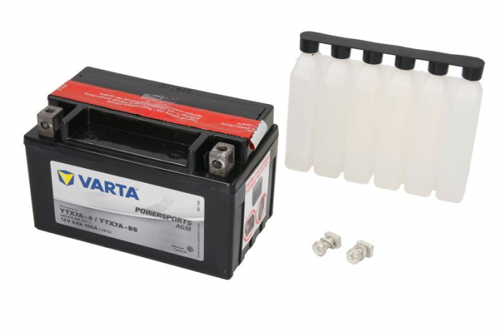 Baterie moto AGM fara intretinere VARTA 12V 6Ah 105A L+ 151x88x94 Incarcare uscata cu acid