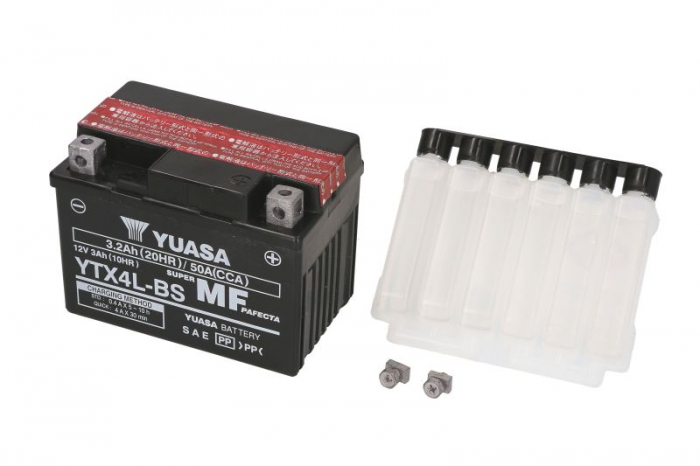 Baterie moto AGM fara intretinere YUASA 12V 3Ah 50A R+ 114x71x86 Incarcare uscata cu acid