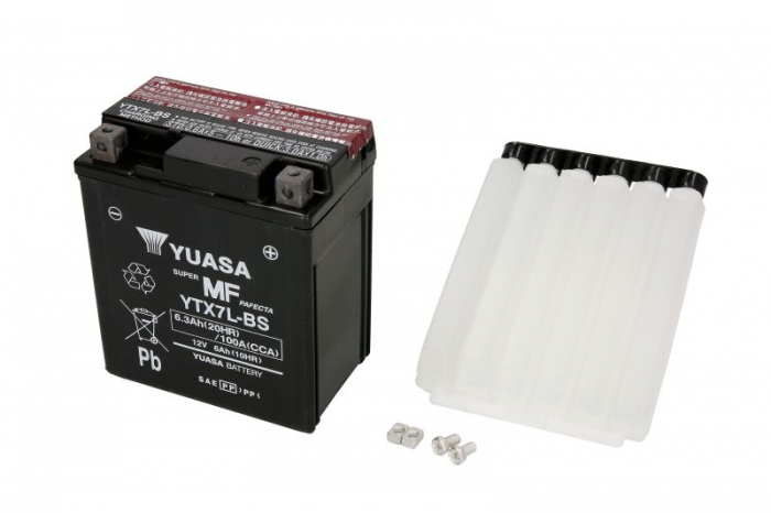 Baterie moto AGM fara intretinere YUASA 12V 6Ah 100A R+ 114x71x131 Incarcare uscata cu acid