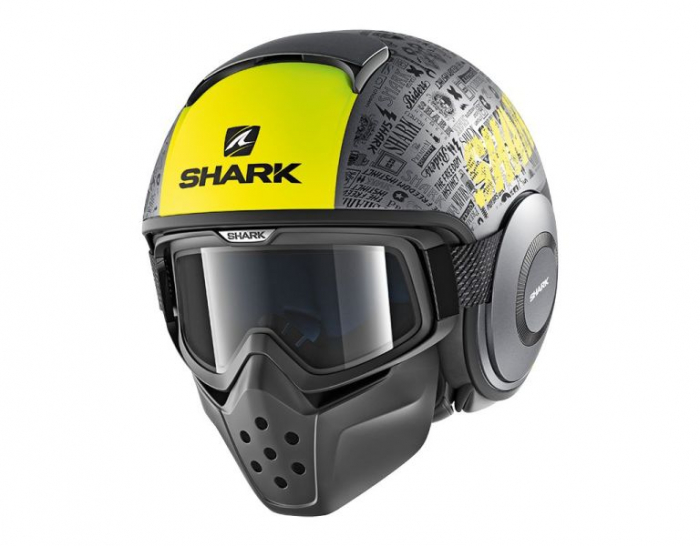 Casca moto scuter SHARK DRAK TRIBUTE RM culoarea negru gri mat galben, marimea S unisex