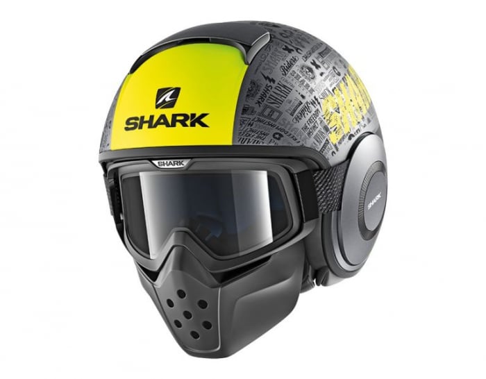 Casca moto scuter SHARK DRAK TRIBUTE RM culoarea negru gri mat galben, marimea XS unisex