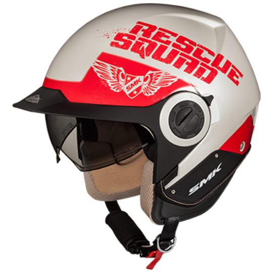 Casca moto scuter SMK DERBY RESCUE GL130 culoarea rosu alb, marimea M unisex