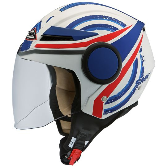 Casca moto scuter SMK STREEM HEROIC MA153 culoarea albastru mat alb, marimea L unisex