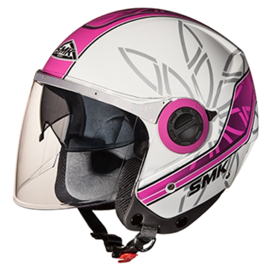 Casca moto scuter SMK SWING ESSENCE GL192 culoarea roz argintiu alb, marimea L femei