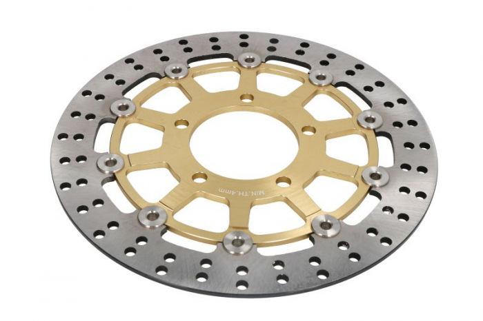 Disc de frana plutind fata, 280 80.5x5mm 5x100mm, diametru de montare 10,4mm, inaltime (distantare) 0 (auriu) se potriveste: Kawasaki ZX-6R, ZX-6RR 600 (Ninja) 636 2003-2004