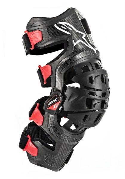 Genunchi stabilizer ALPINESTARS MX BIONIC-10 CARBON culoare negru rosu marime L (Genunchi dreapta)