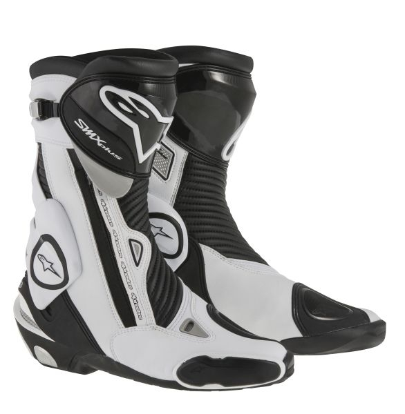 Ghete piele sport SMX-PLUS ALPINESTARS culoare negru alb, marime 38