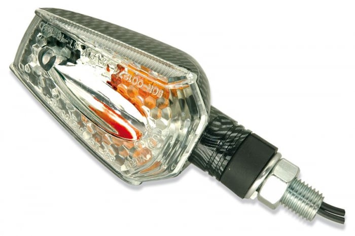 Lampa semnalizare moto fata spate, stanga dreapta LED set 2 semnalizatoare (culoare carbon)