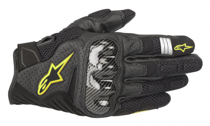 Manusi turism ALPINESTARS SMX-1 V2 WENTYLOWANE culoare negru fluorescent galben, marime 2XL