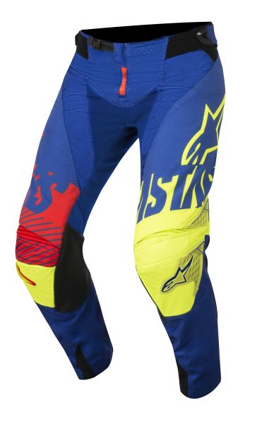 Pantaloni cross enduro ALPINESTARS MX TECHSTAR SCREAMER culoare albastru fluorescent rosu galben, marime 32