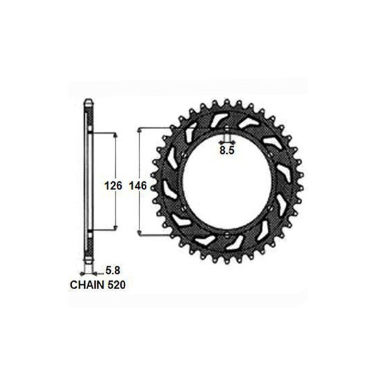 Pinion lant spate otel, Lant tip: 520, numar dinti: 48 SUZUKI RM 250 dupa 1999