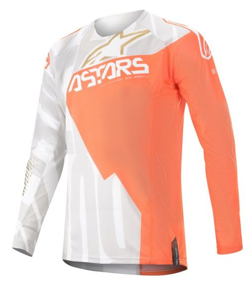 Tricou ALPINESTARS MX TECHSTAR FACTORY METAL culoare fluorescent orange alb marime XXL