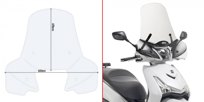 Parbriz Transparent Givi Piaggio Madley 125-150 (20-) / SYM Symphony 125 Euro 5 (20-) / SYM HD 300 (19-) [4]