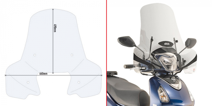 Parbriz Transparent Givi Piaggio Madley 125-150 (20-) / SYM Symphony 125 Euro 5 (20-) / SYM HD 300 (19-) [2]