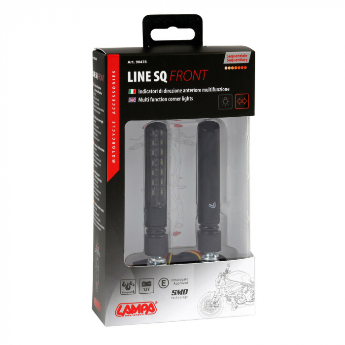 Set semnalizari Line SQ cu pozitie incorporat cu aprindere in cascada, pentru partea din fata a motocicletei 12V LED [3]