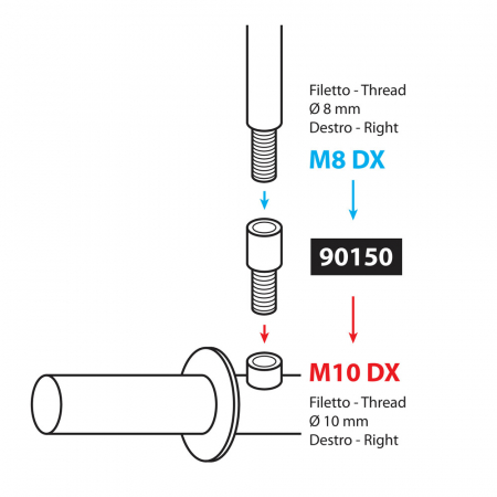 Adaptoare pentru oglinzi - Filet D 8 mm dreapta > D 10 mm dreapta [1]