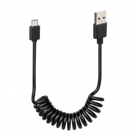 Prize și Încărcătoare pentru Moto - Cablu spiralat USB - Micro USB 100 cm Negru