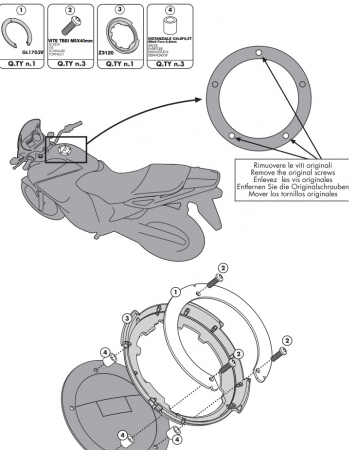 Genti-Cutii-Coburi - Flansa metalica Givi pentru fixare geanta rezervor BF32
