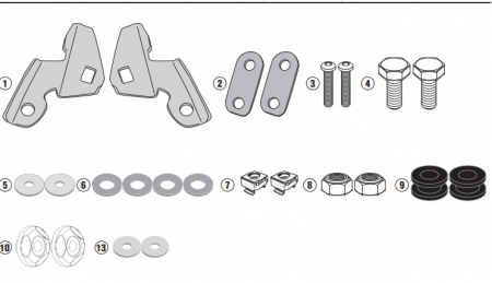 Kit fixare pentru parbriz Givi 1163DT, 1129DT, 1129D