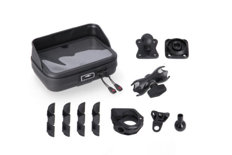 Accesorii Moto - Kit Universal GPS cu husă cu prindere pe oglinda sau ghidon Sw-Motech
