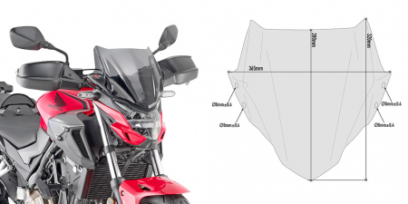 Accesorii Moto - Parbriz fumuriu Givi Honda CB 500 F (19-) / Kawasaki Z 900 (20-) / CFMoto 650 NK (21-)