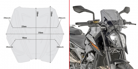 Parbrize - Parbriz Fumuriu Givi KTM Duke 790 (18 > 20) / 890 Duke R (21-)