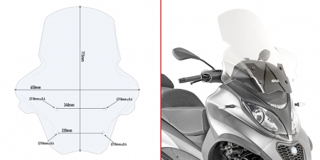 Accesorii Moto - Parbriz Transparent Givi Piaggio MP3 350-400-500 Sport / Business (18 > 21)