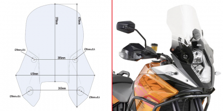 Accesorii Moto - Parbriz Transparent Givi KTM 1050 Adventure (15 > 16) / 1090 Adventure (17 > 19) / 1190 Adventure (13 > 16)
