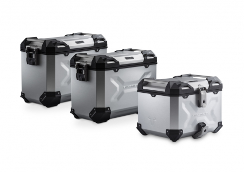 Set 3 cutii Adventure cu sistem fixare Silver. R 1300 GS Adv (24-). BMW top case holder.