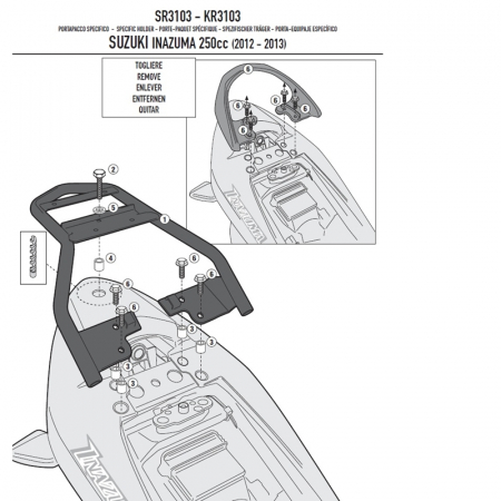 Genti-Cutii-Coburi - Suport Top Case Givi Monolock Suzuki Inazuma 250 (12 > 16)