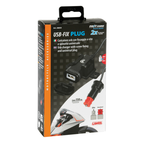 Oferte Speciale si Lichidari de Stoc la echipamente si accesorii moto! - USB Fix Plug – Incarcator USB cu prindere cu surub si mufa universala Lampa