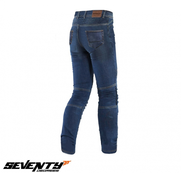 Blugi (jeans) moto barbati Seventy model SD-PJ6 tip Slim fit culoare: albastru (insertii Aramid Kevlar) [3]