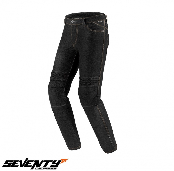 Blugi (jeans) moto barbati Seventy model SD-PJ6 tip Slim fit culoare: negru (cu insertii Aramid Kevlar) [2]