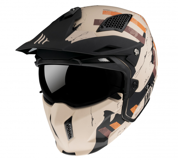 Casca MT Streetfighter SV Skull2020 A14 portocaliu mat (ochelari soare integrati) – masca (protectie) barbie si cozoroc detasabile [2]