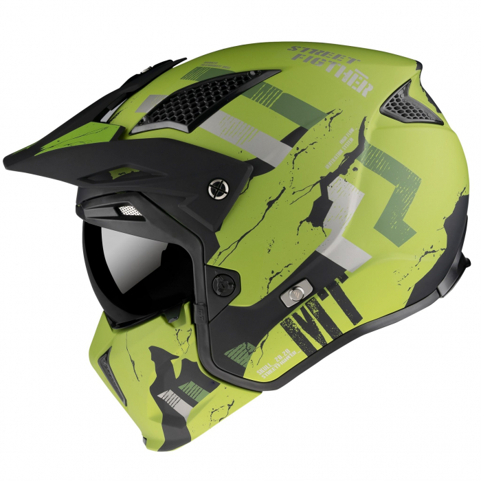 Casca MT Streetfighter SV Skull2020 A16 verde mat (ochelari soare integrati) – masca (protectie) barbie si cozoroc detasabile [1]