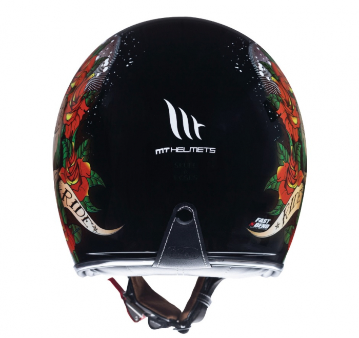 Casca open face motociclete MT Le Mans 2 SV Skull & Rose A1 negru/rosu lucios (ochelari soare integrati) [2]