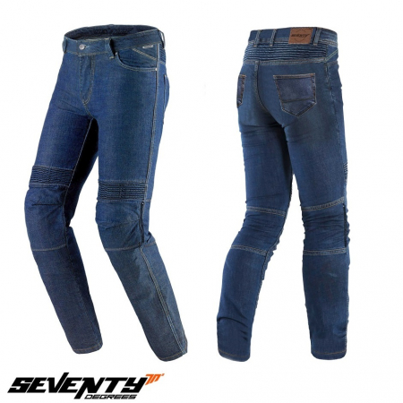 Blugi (jeans) moto barbati Seventy model SD-PJ6 tip Slim fit culoare: albastru (insertii Aramid Kevlar) [0]