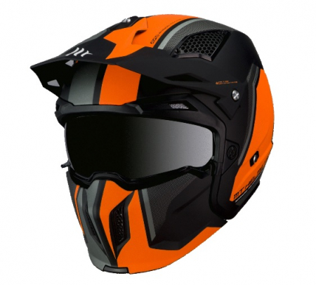 Casca MT Streetfighter SV Twin C4 portocaliu fluor mat (ochelari soare integrati) – masca (protectie) barbie si cozoroc detasabile [1]